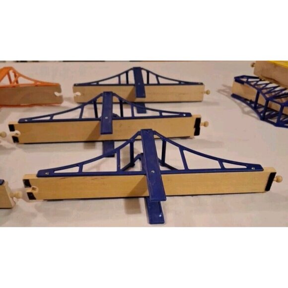 8 Thomas Compatible Wooden Railroad Train Bridge Lot Suspension W 13 Blocks READ - Picture 4 of 11